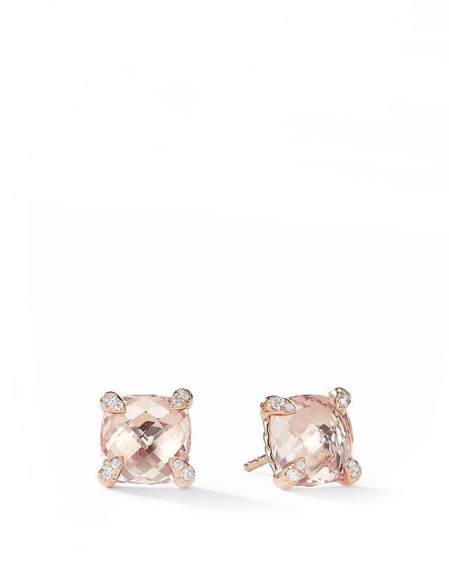 Womens Chtelaine Stud Earrings with Morganite & Diamonds in 18k Rose Gold/8mm Product Image