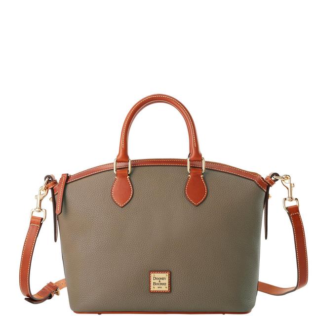 Dooney & Bourke Womens Pebble Grain Domed Leather Satchel Bag in Taupe Product Image