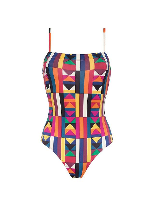 Womens Geometric One-Piece Swimsuit Product Image