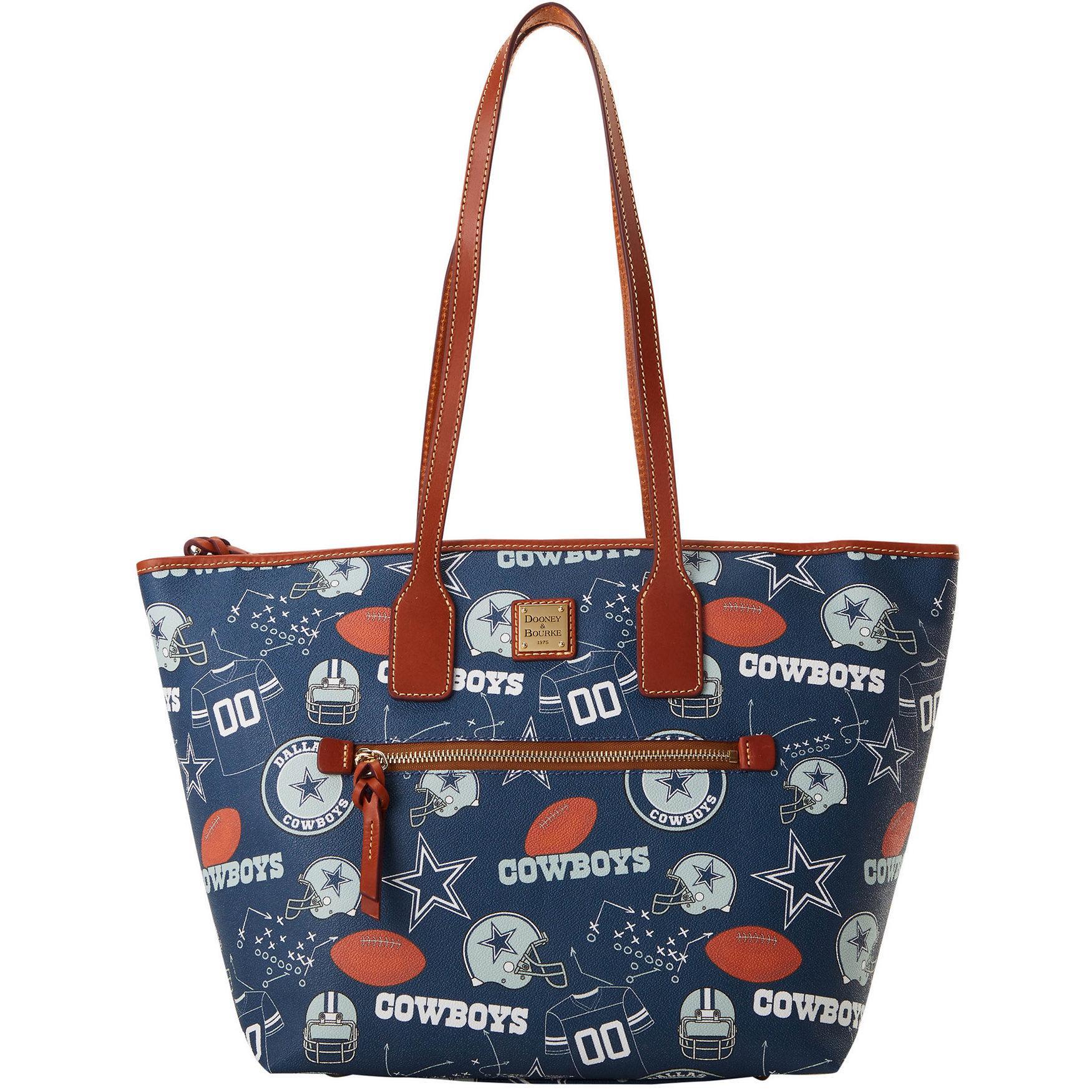 Dooney & Bourke Womens NFL Cowboys Coated Cotton Tote Shopping Bag in Navy Product Image