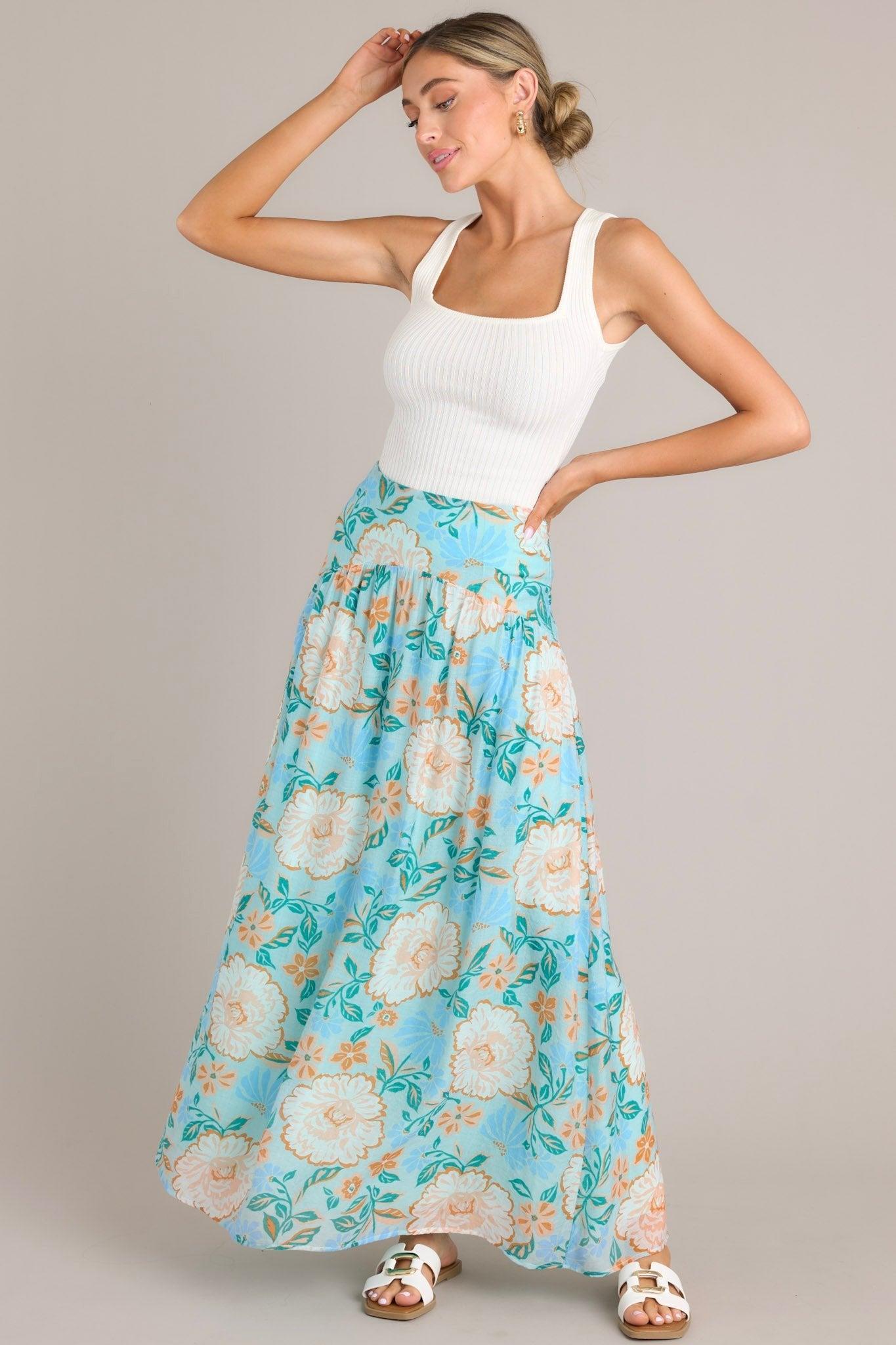 MINKPINK Evelyn Light Blue Maxi Skirt Product Image