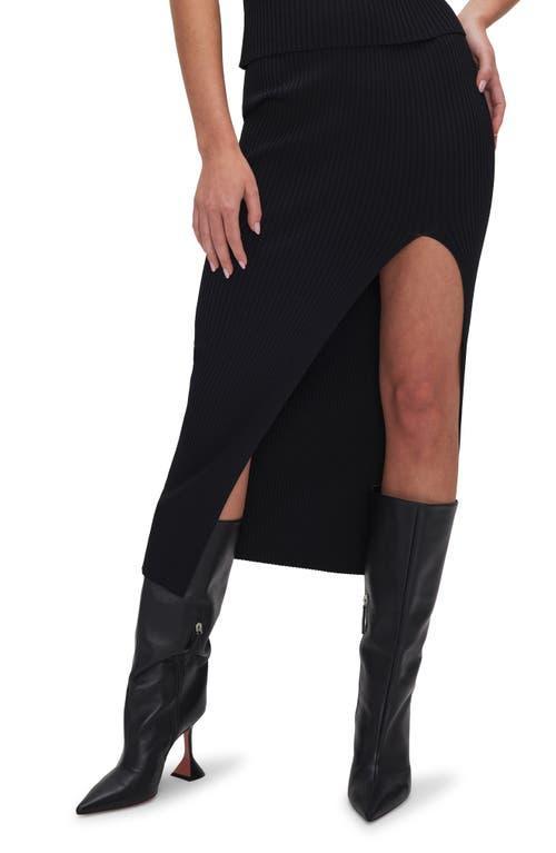 Womens Stretch Rib Midi Skirt | Black, Size XS | Good American by Khlo Kardashian Product Image