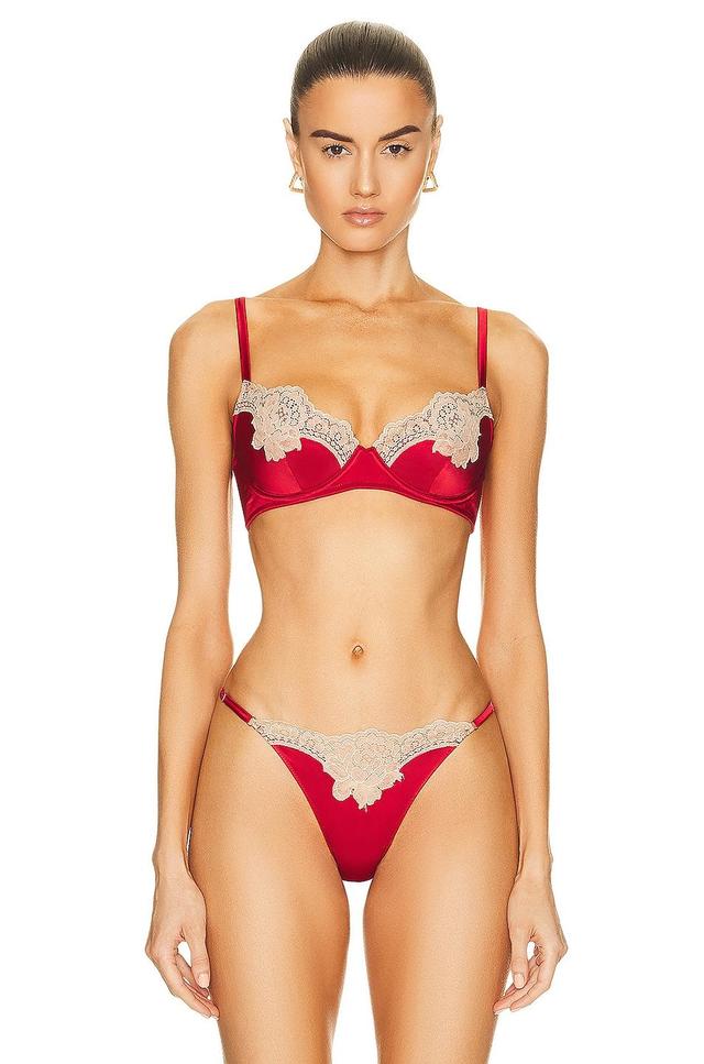 fleur du mal James Lace Lined Demi Bra in Red Product Image