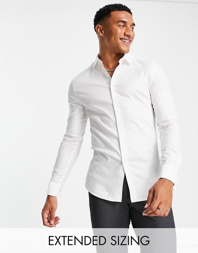 ASOS DESIGN formal skinny fit oxford shirt with double cuff Product Image