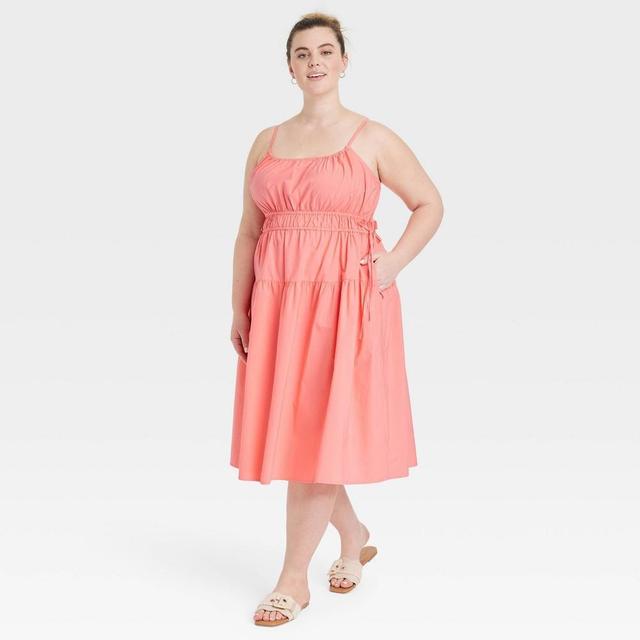 Womens Cinched Waist Midi Sundress - Universal Thread Coral Pink 3X Product Image