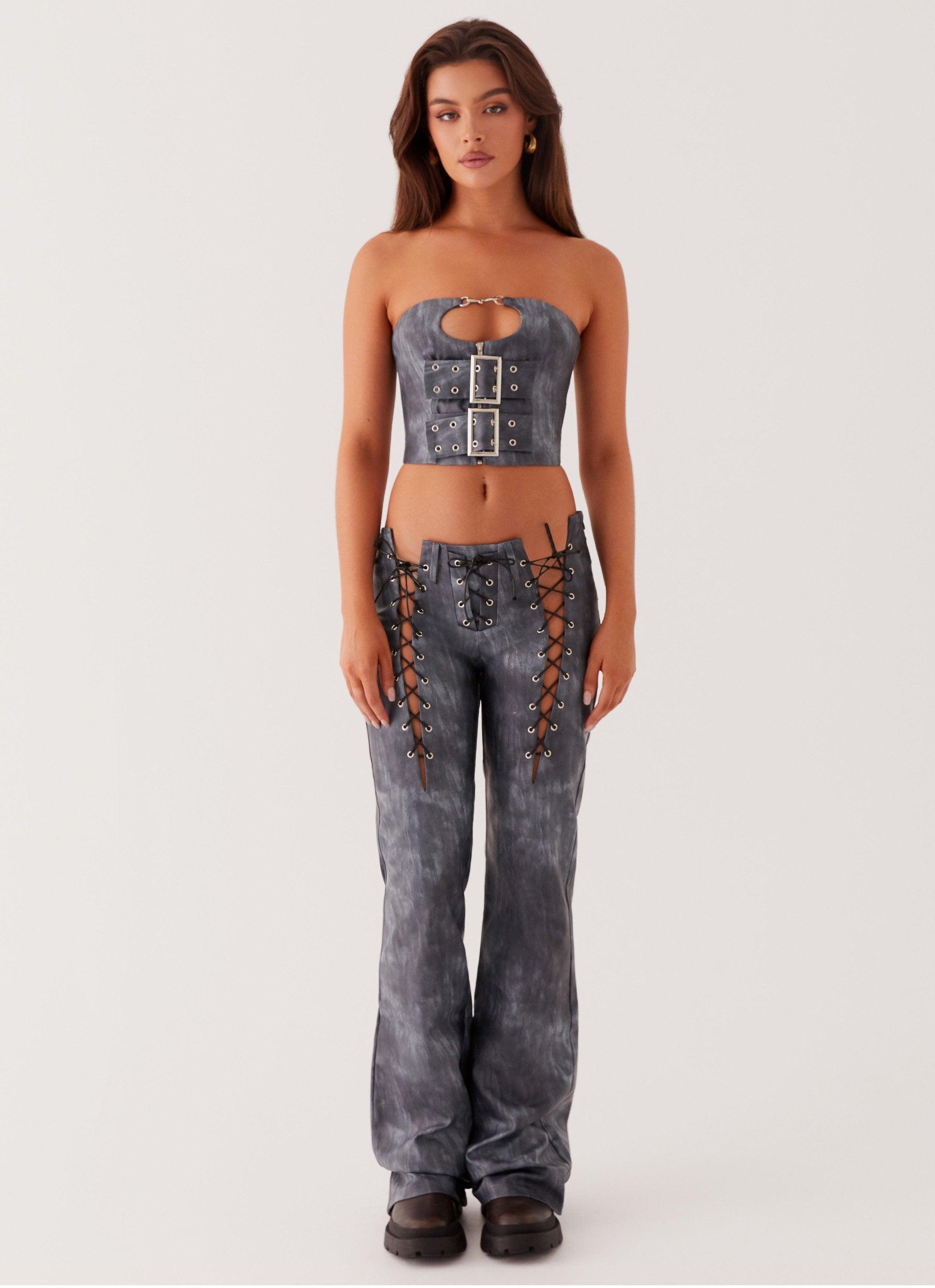 Better When I'm Dancing Lace Up Pants - Graphite Product Image