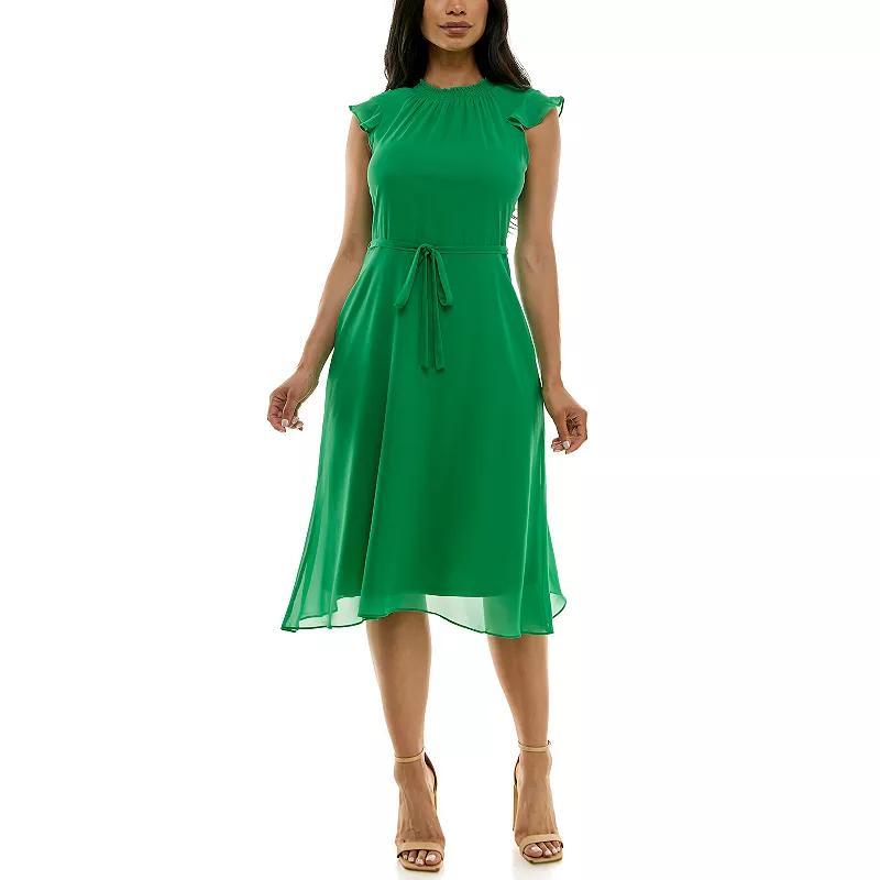 Womens Nina Leonard Mockneck Chiffon Dress Product Image