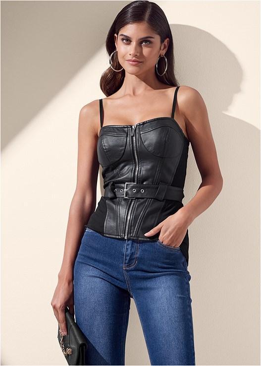 Faux-Leather Bustier Top Product Image