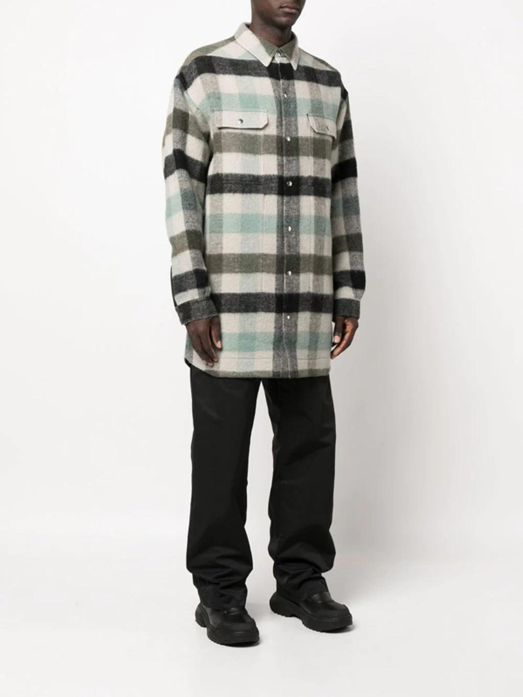 RICK OWENS Button-up Checked Shirt In Grau Product Image