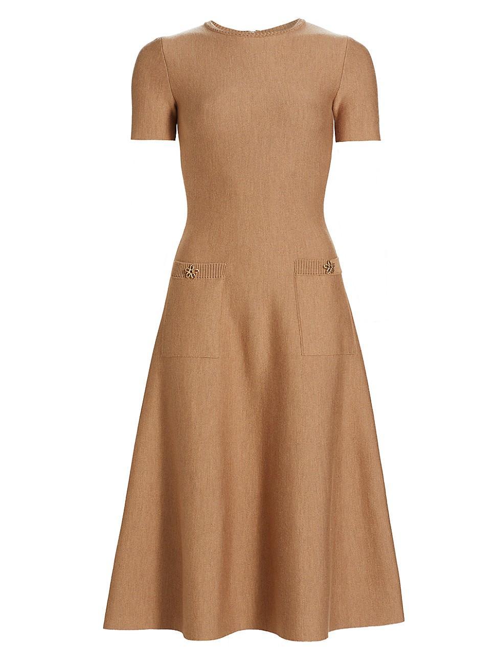 Womens Wool Jewel Button Midi-Dress Product Image