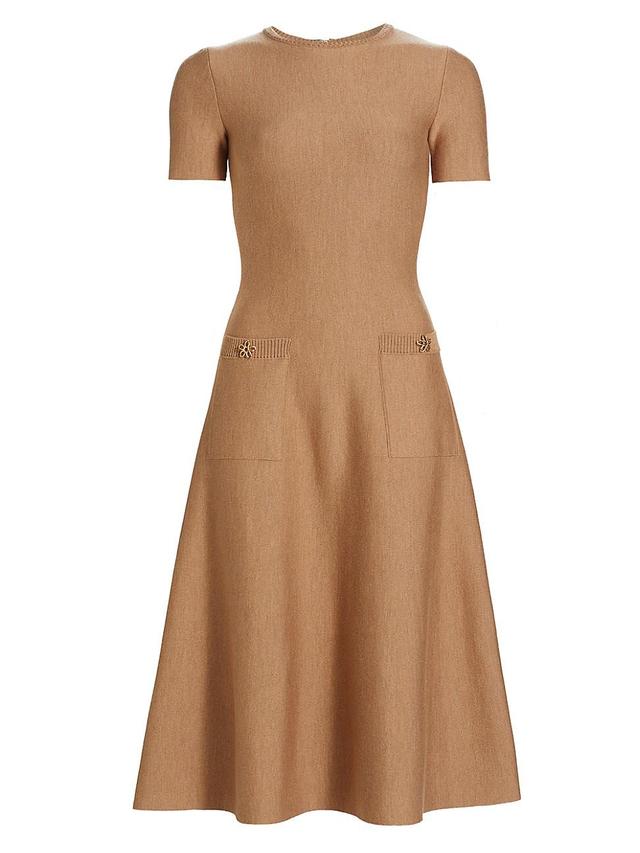 Womens Wool Jewel Button Midi-Dress Product Image