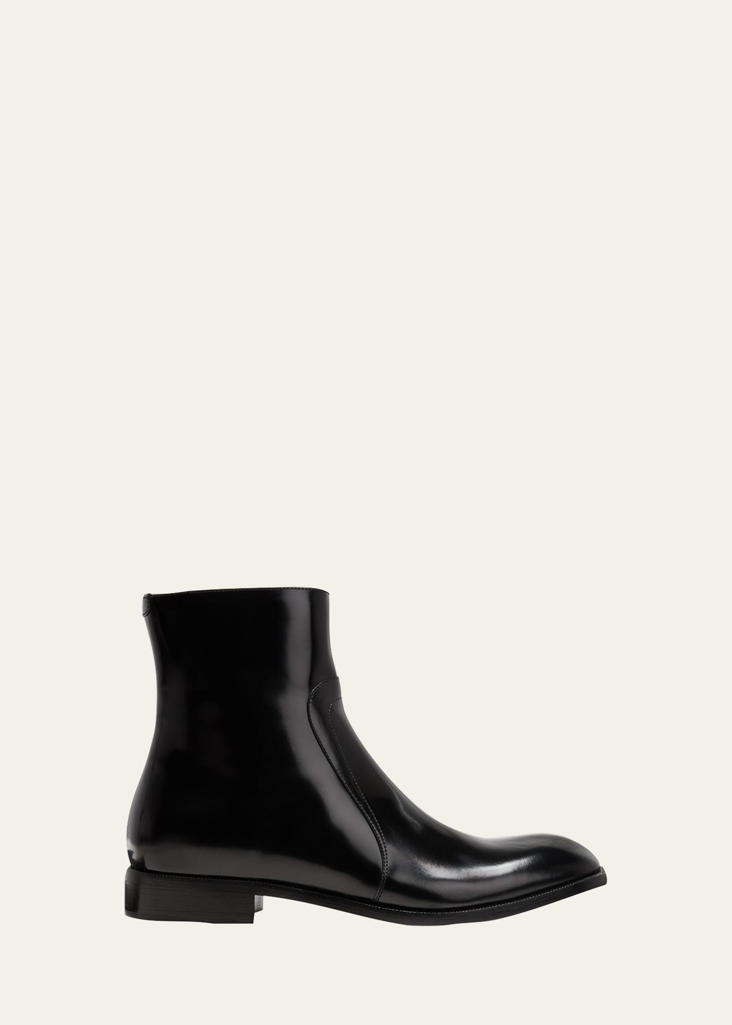 Maison Margiela Men's Leather Zip Ankle Boots - Size: 44 EU (11D US) - BLACK Product Image