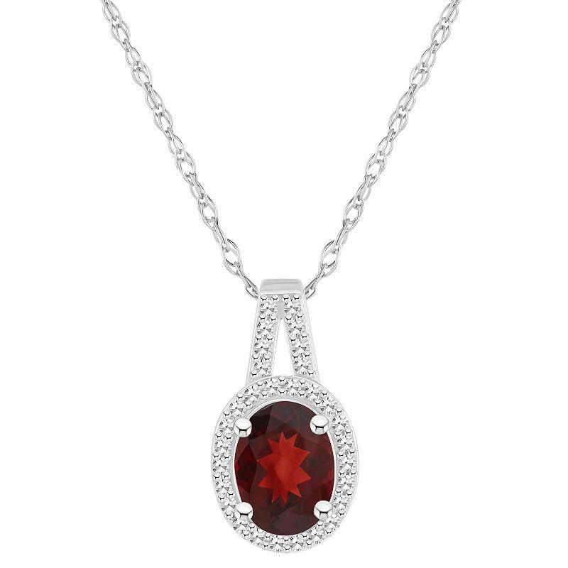 Celebration Gems Sterling Silver Gemstone & 1/7 Carat T.W. Diamond Halo Pendant Necklace, Womens Purple Product Image