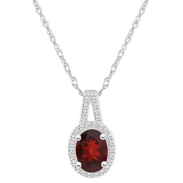 Amethyst (1-1/5 ct. t.w.) & Diamond (1/6 ct. t.w.) Oval Halo 18 Pendant Necklace in Sterling Silver (Also in Citrine Peridot, & Blue Topaz) Product Image