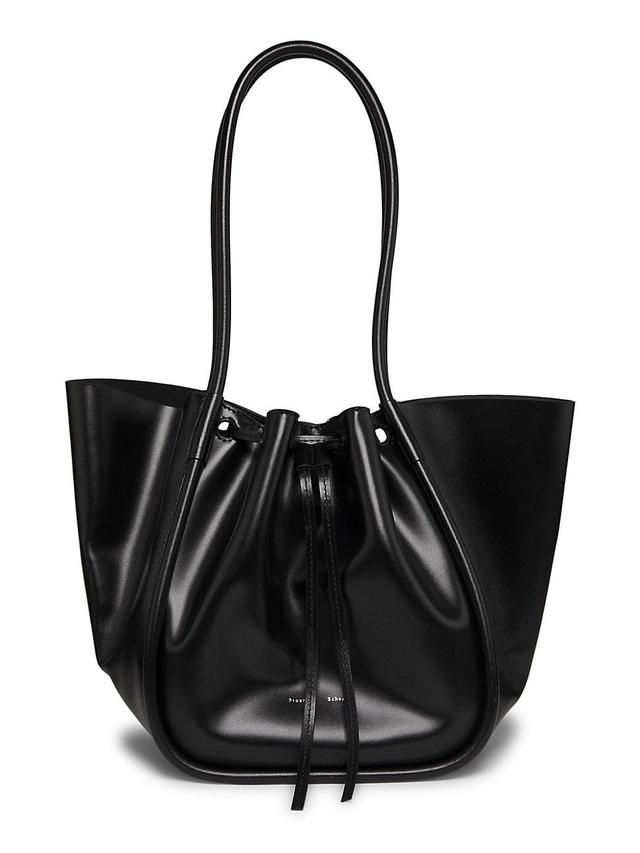 Womens Large Ruched Leather Tote Bag Product Image