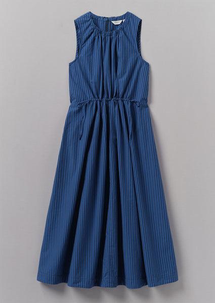 Cotton Poplin Stripe Dress | Celtic Blue Product Image