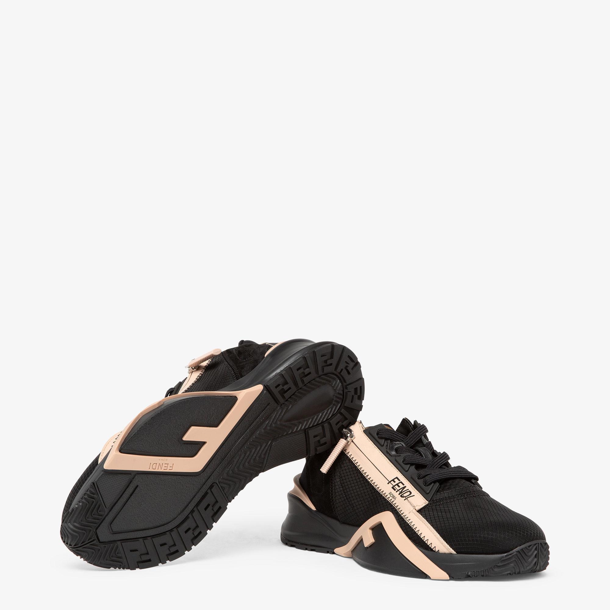 Fendi FlowBlack nylon and suede low-tops Product Image