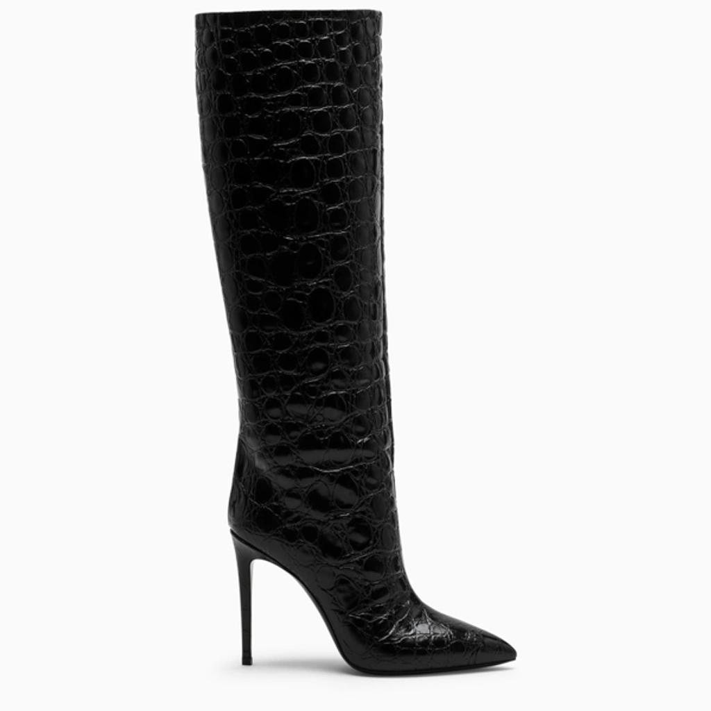 PARIS TEXAS Moc Croco Tall Boots Stiletto Heel In Black Product Image