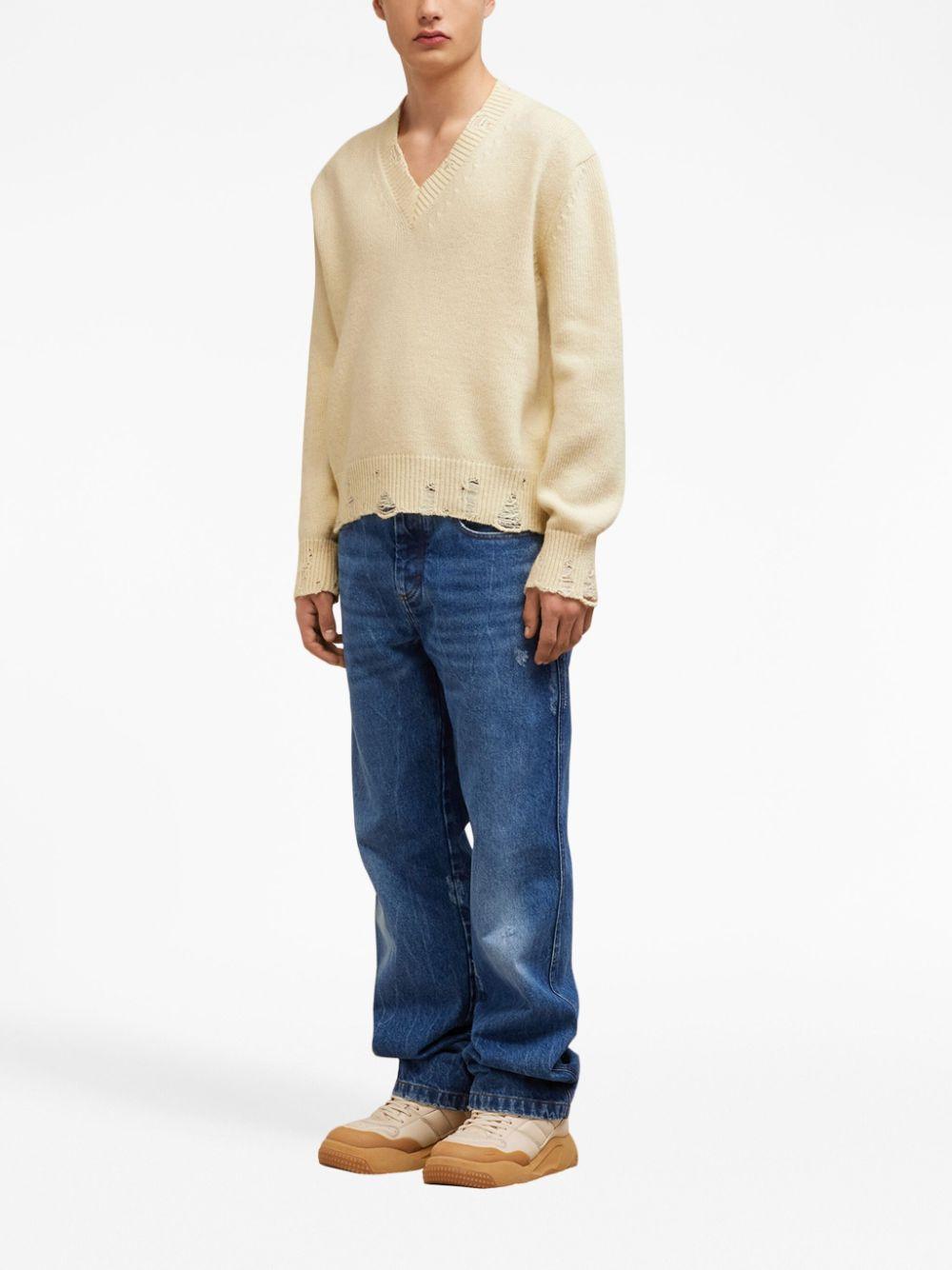 ripped V-neck jumper Product Image