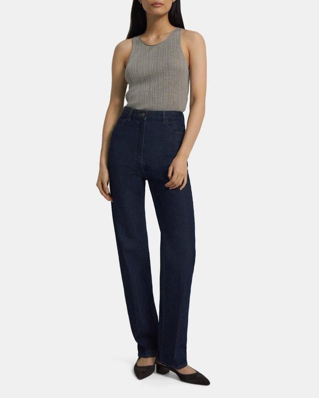 High-Waisted 5-Pocket Jean in Washed Denim Product Image