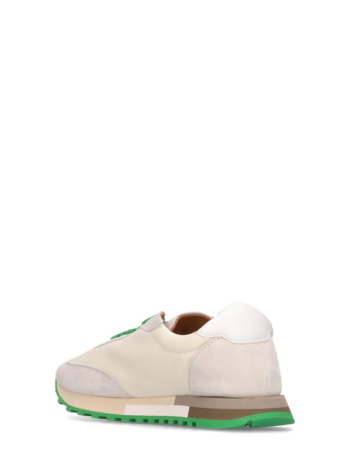 THE ROW Owen Color-block Mesh And Suede Sneakers In Ivory Green Product Image