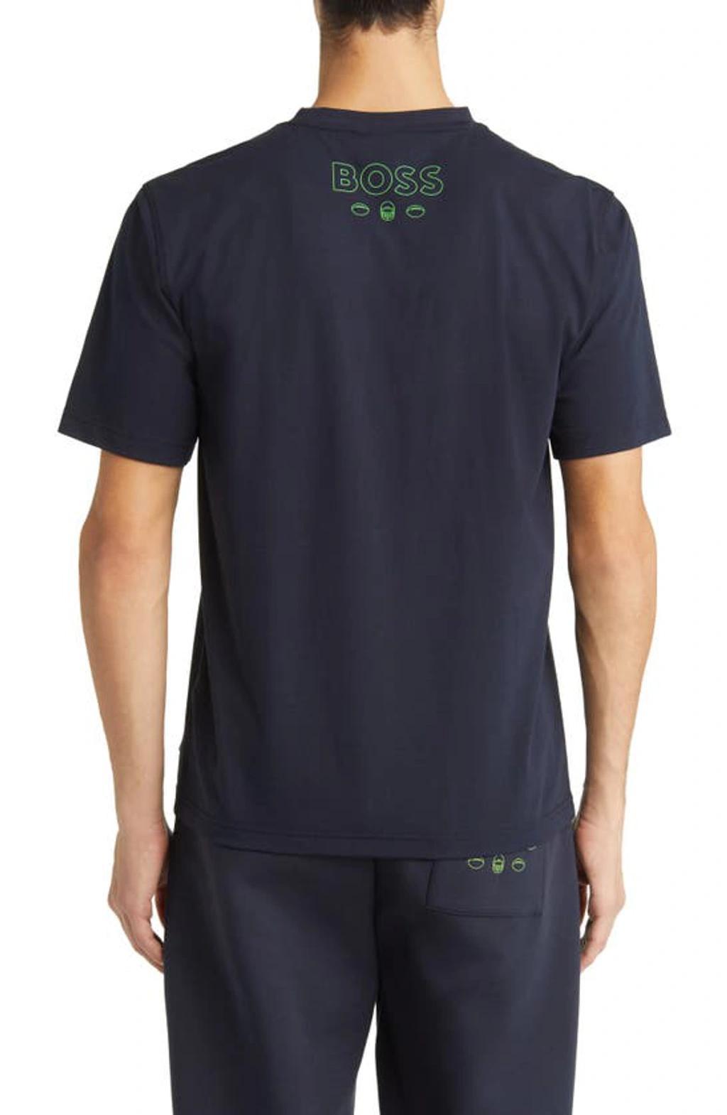 HUGO BOSS Boss X Nfl Stretch-cotton T-shirt With Collaborative Branding In Seahawks Product Image