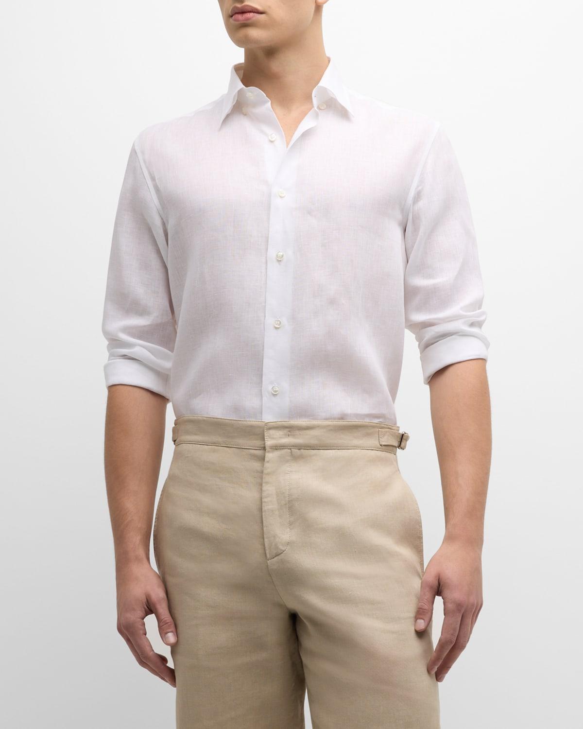 Mens Solid Linen Sport Shirt Product Image