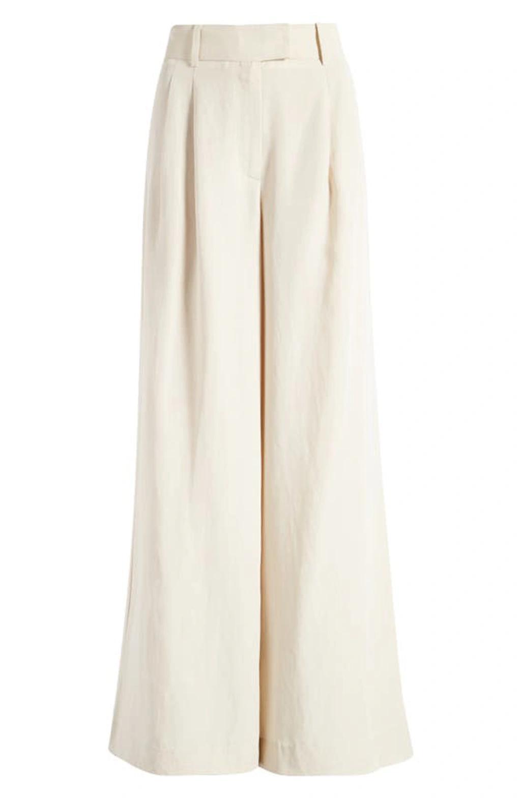 Deri Lyn Pleated Trousers In Cream White Product Image