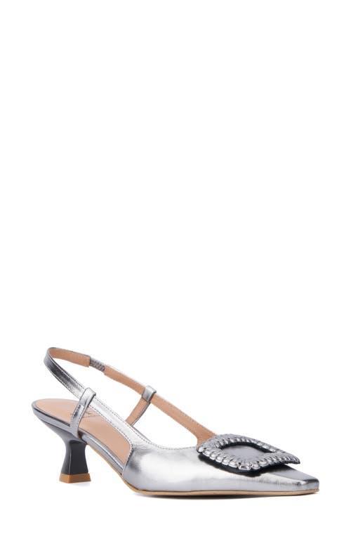 Aquatalia Arabella Metallic Leather Slingback (Anthracite) Women's Shoes Product Image