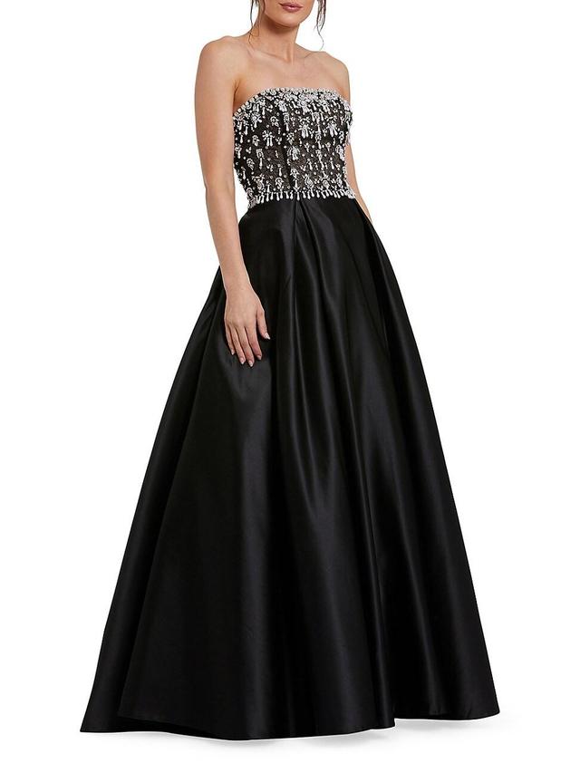 Womens Satin Embellished Strapless Ballgown Product Image