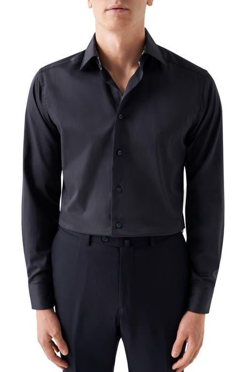 Mens Slim Fit Solid Shirt With Floral Contrast Detail Product Image