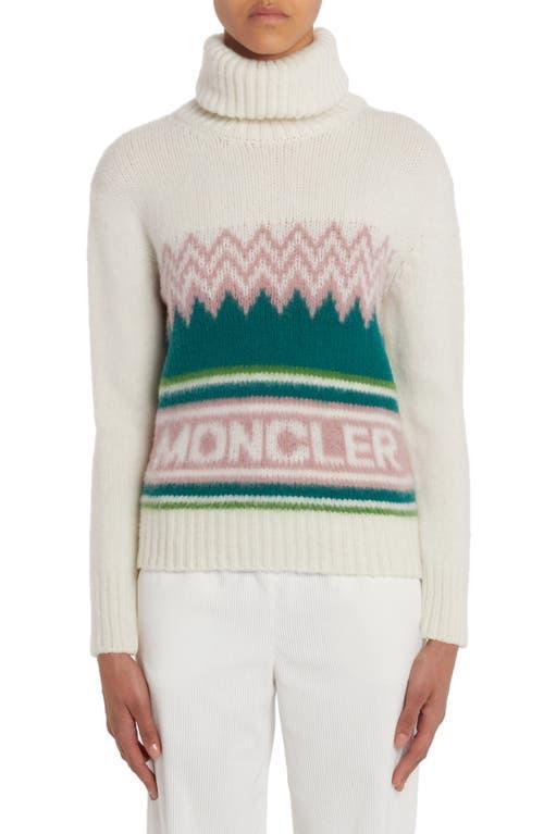 Moncler Festive Logo Intarsia Wool Turtleneck Sweater Product Image