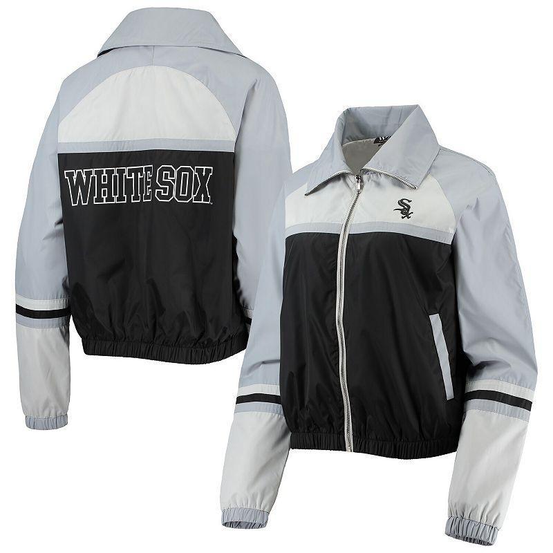 Womens The Wild Collective Black Chicago White Sox Colorblock Track Raglan Full-Zip Jacket Product Image