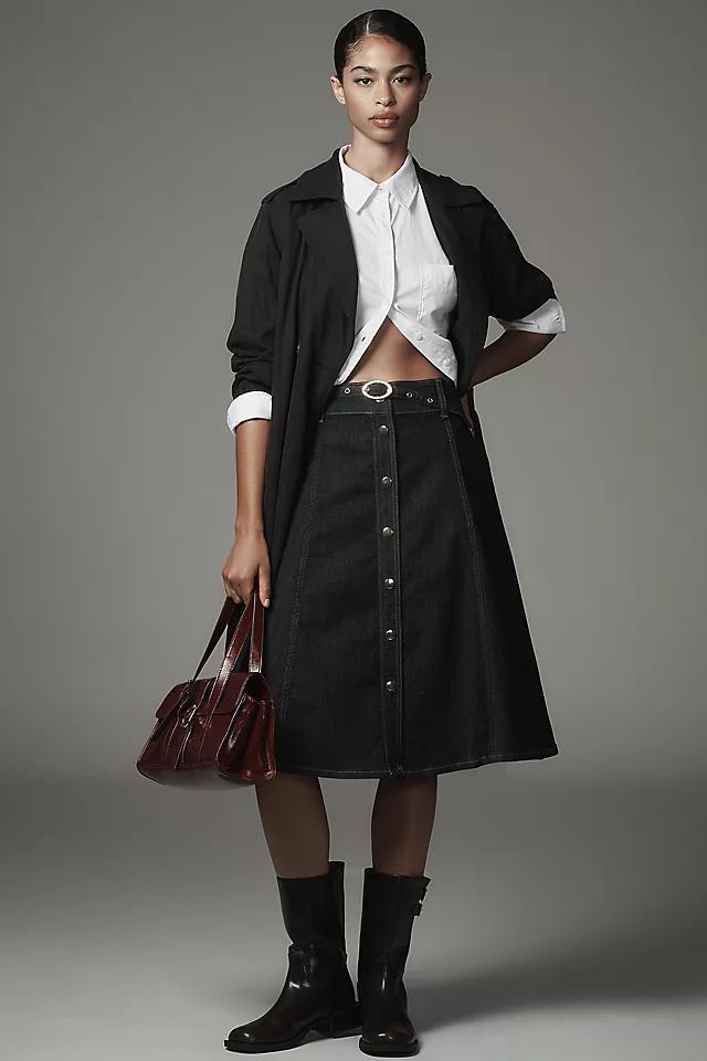 Pilcro Button-Front Denim Midi Skirt Product Image