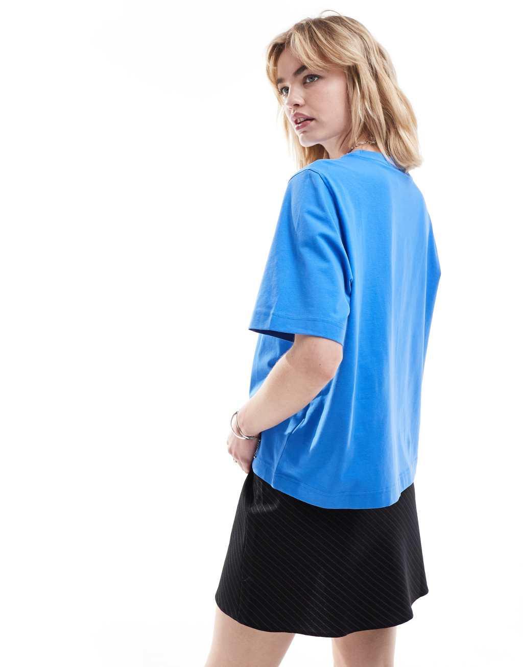 Weekday Perfect boxy fit t-shirt in blue Product Image