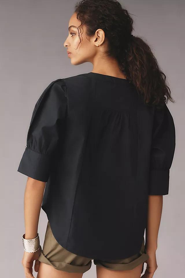 By Anthropologie Puff-Sleeve Sculpted Blouse Product Image