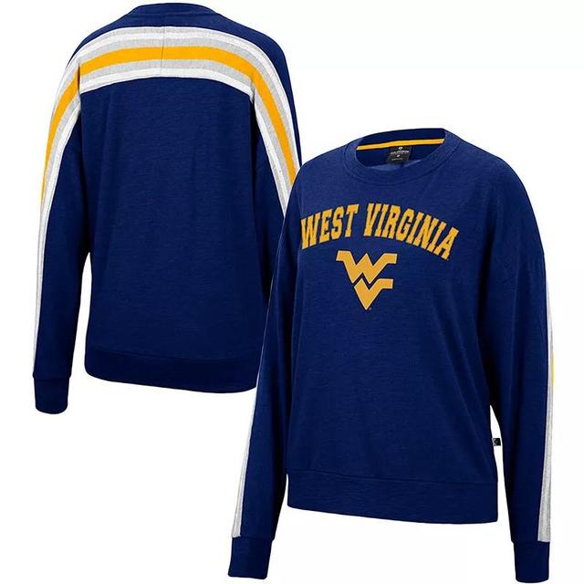 Womens Colosseum Heathered West Virginia Mountaineers Team Oversized Pullover Sweatshirt Blue Product Image