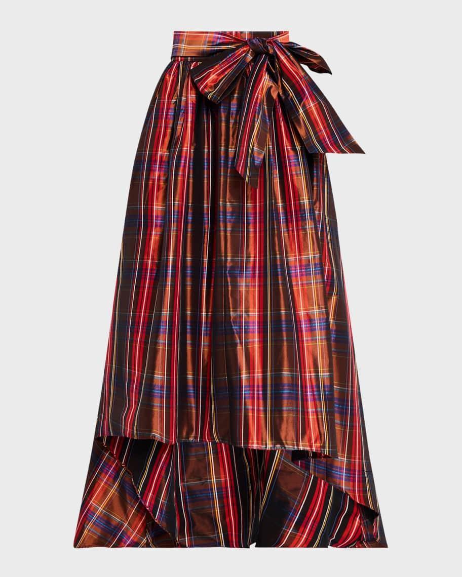 Kalina High-Low Plaid Maxi Skirt Product Image