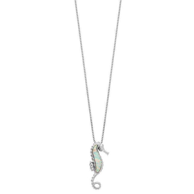 Gemminded Sterling Silver Diamond Accent Seahorse Pendant Necklace, Womens Product Image