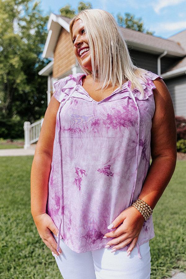 Sweet On Summer Tie Dye Shift Top in Purple Curves Product Image