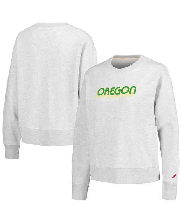 Womens League Collegiate Wear Ash Oregon Ducks Boxy Pullover Sweatshirt Product Image