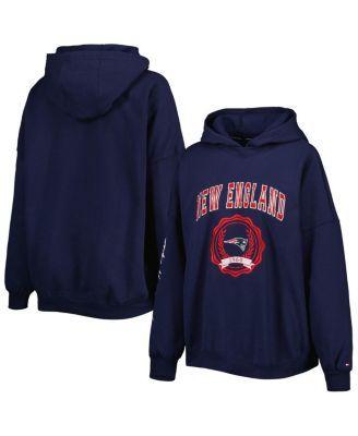 Womens Tommy Hilfiger Navy New England Patriots Becca Drop Shoulder Pullover Hoodie Product Image