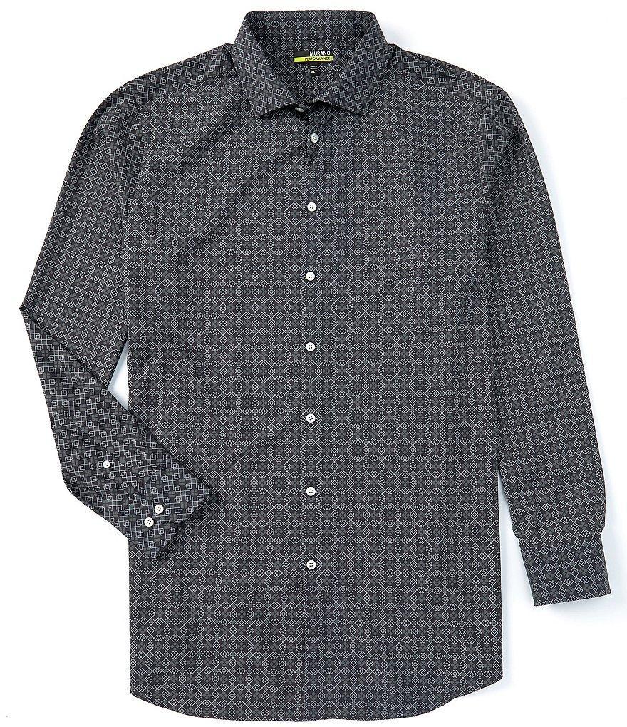 Murano Big & Tall Slim-Fit Square Geometric Performance Stretch Long-Sleeve Woven Shirt Product Image