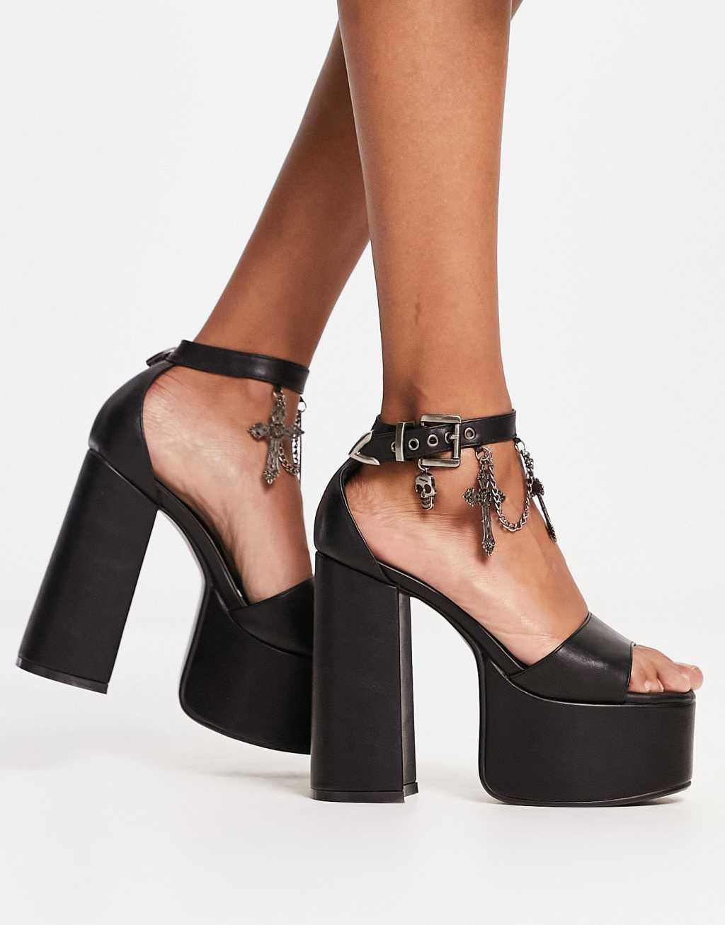 Lamoda platform sandal with chain detail in black - exclusive to ASOS product image