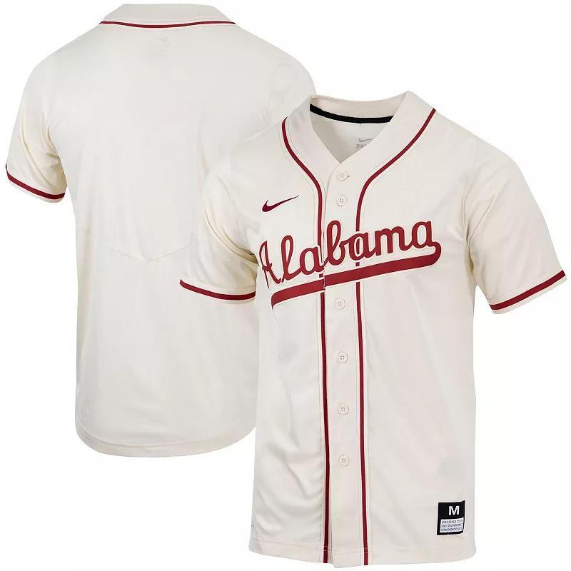 Mens Nike Natural Alabama Crimson Tide Replica Full-Button Baseball Jersey Beige Product Image