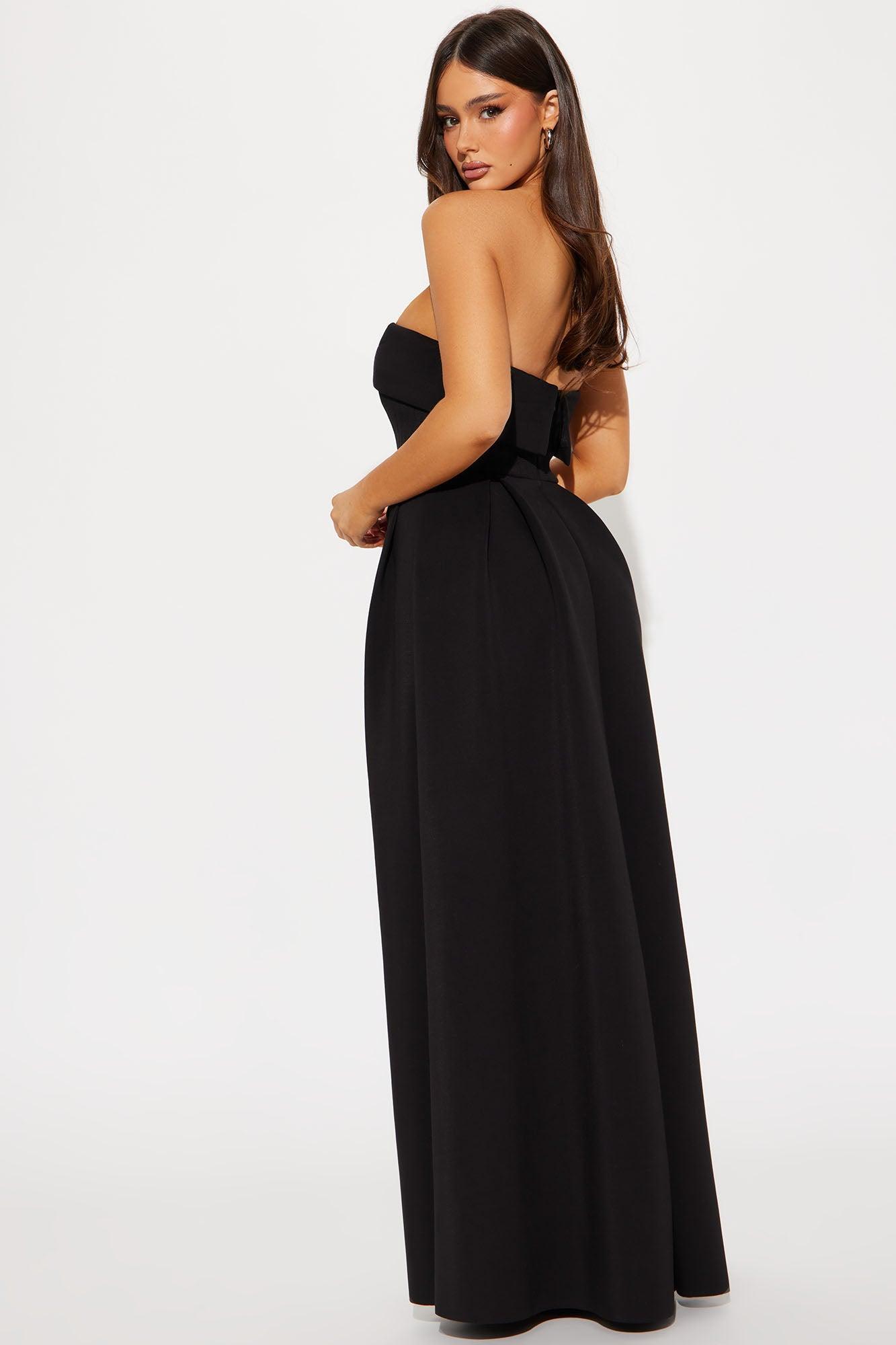 Britney High Slit Scuba Gown - Black Product Image