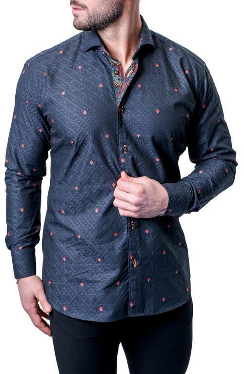 Maceoo Fibonacci Micro Paisley Black Contemporary Fit Button-Up Shirt Product Image