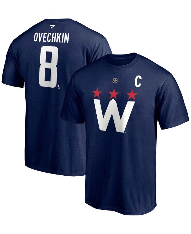 Mens Alexander Ovechkin Navy Washington Capitals 2020/21 Alternate Authentic Stack Name and Number T-shirt Product Image