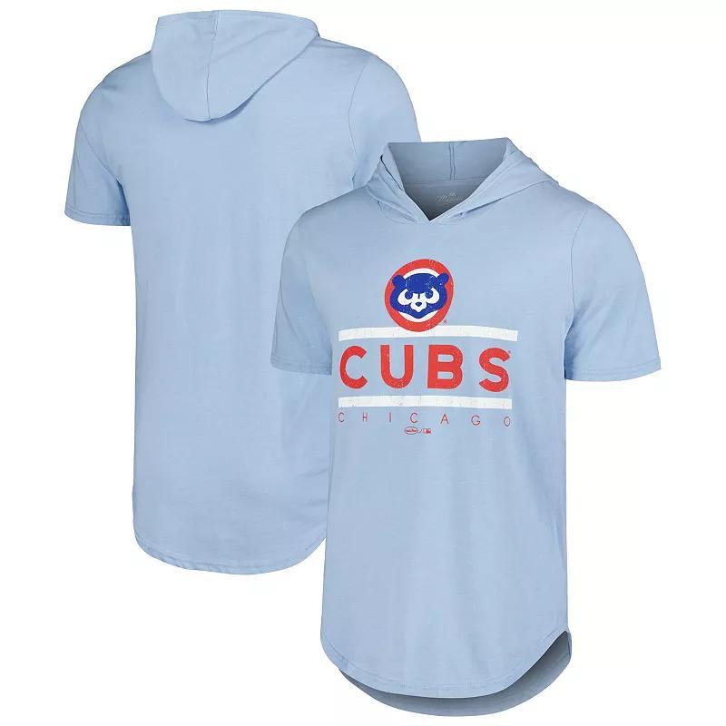 Mens Majestic Threads Blue Chicago Cubs Tri-Blend Hoodie T-Shirt Product Image