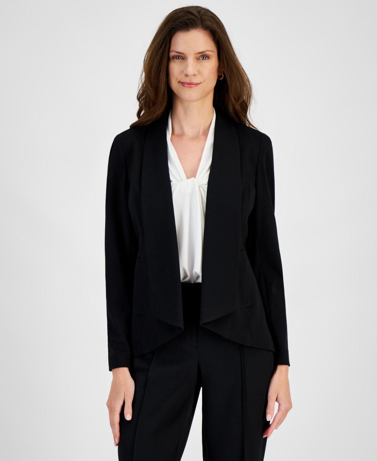 Kasper Womens Shawl-Collar Open-Front Jacket Product Image